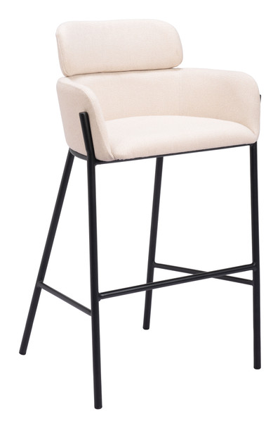 Bremor Beige Steel and Polyester Barstool