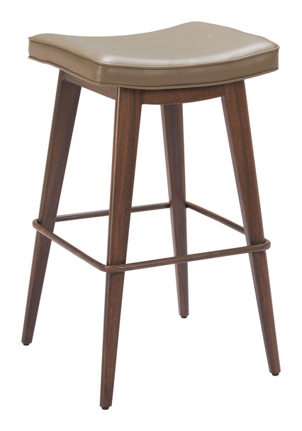 Divat Taupe & Walnut (Set of 2) Steel and Polyurethane Barstool