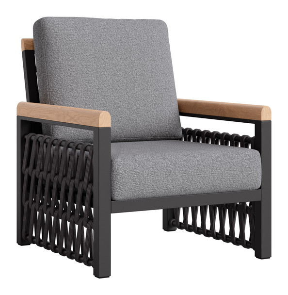 Naru Gray Aluminum and Polyester Accent Chair for Outdoor Use