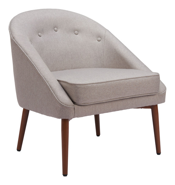 Carter Gray Rubberwood and Polyester Accent Chair
