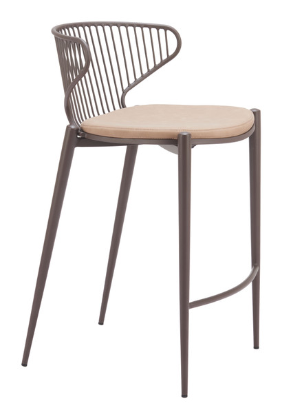 Silues Taupe & Brown (Set of 2) Steel and Polyurethane Counter Stool