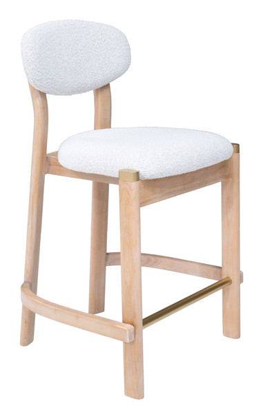 Rilou White & Natural (Set of 2) Rubberwood and Steel Counter Stool