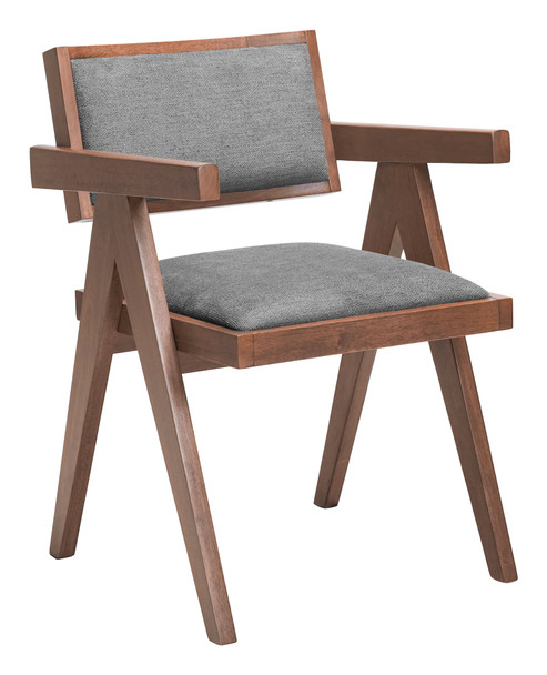 Delhi Gray & Walnut (Set of 2) Rubberwood and Polyester Dining Chair