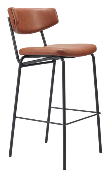 Charon Vintage Brown (Set of 2) Steel and Polyurethane Barstool