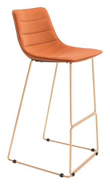 Adele Orange & Gold (Set of 2) Steel and Polyester Barstool