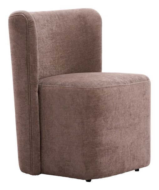 Bambun Taupe Eucalyptus Wood and Steel Dining Chair with Wheels