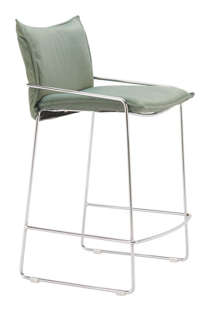 Pola Green Steel and Polyester Counter Stool