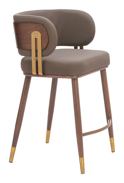 Brew Brown & Walnut Steel and Polyurethane Counter Stool