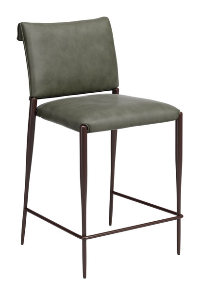 Freesia Olive Green (Set of 2) Steel and Polyurethane Counter Stool
