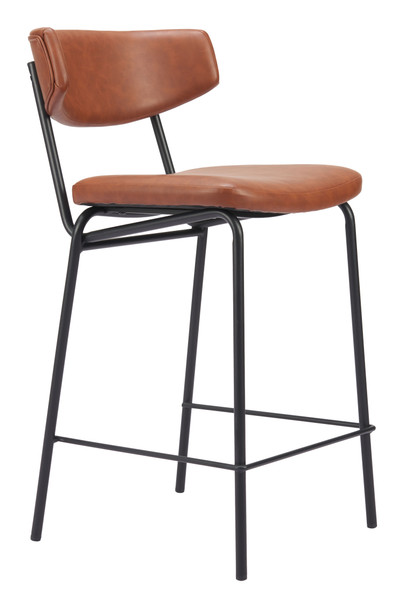 Charon Vintage Brown (Set of 2) Steel and Polyurethane Counter Stool