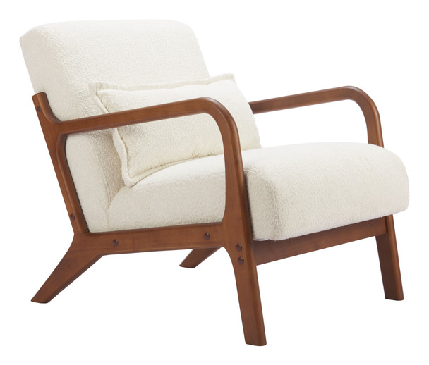 Macio Cream Rubberwood and Polyester Accent Chair