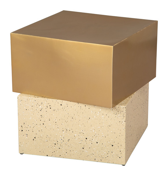 Cinza Gold & Beige Iron Square Side Table