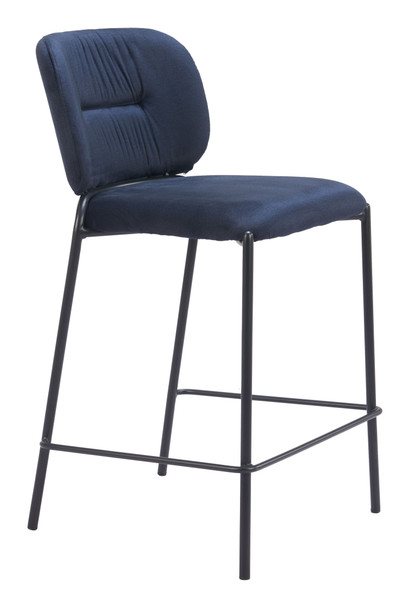 Plat Blue (Set of 2) Steel and Polyester Stackable Counter Stool