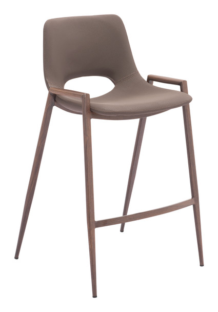 Desi Brown & Walnut (Set of 2) Steel and Polyurethane Counter Stool
