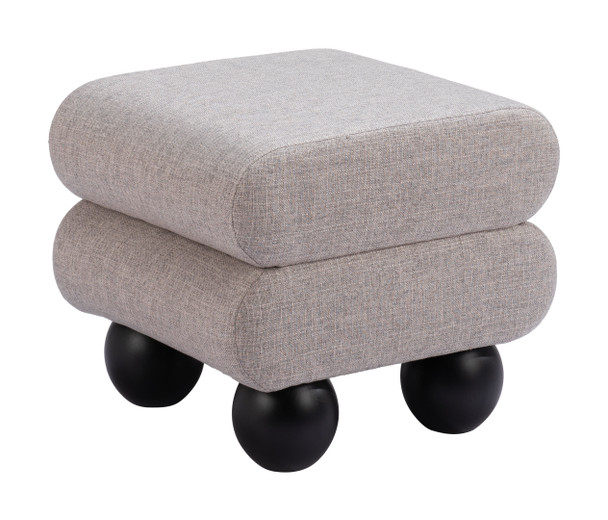 Davao Gray Rubberwood and Polyester Ottoman