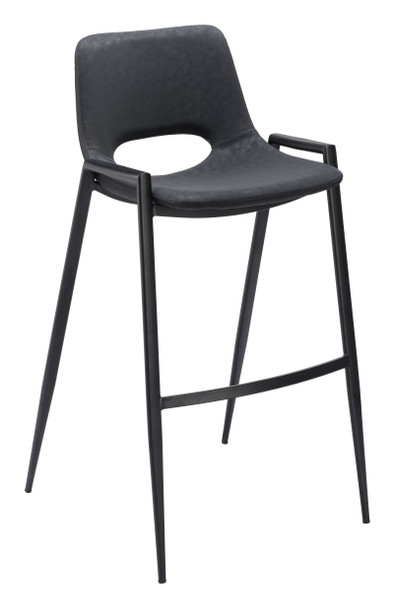 Desi Black (Set of 2) Steel and Polyurethane Barstool