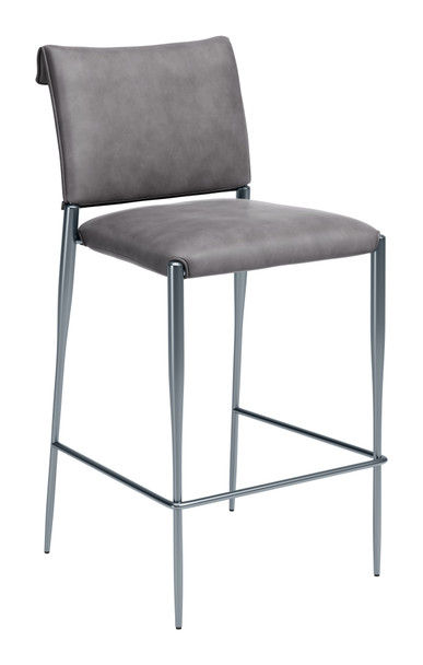 Freesia Charcoal Gray (Set of 2) Steel and Polyurethane Barstool