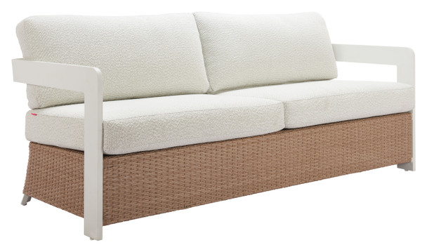 Gelo White & Brown Aluminum and Olefin Sofa for Outdoor Use