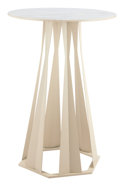 Axis White Faux Marble and Steel Bar Table
