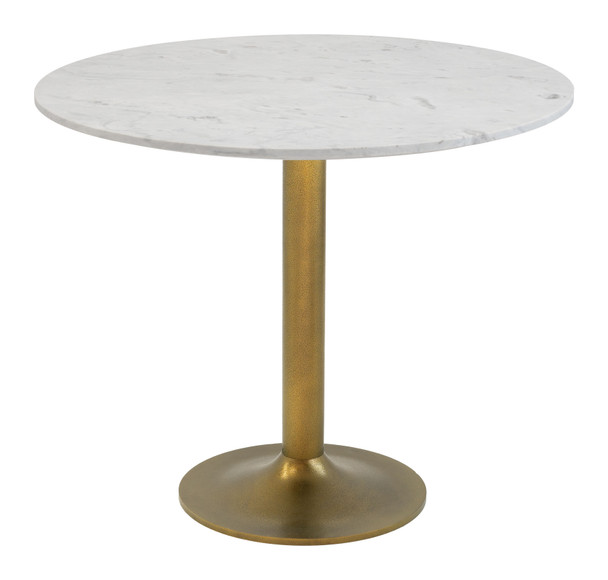 Fullerton White & Gold Natural Marble and Aluminum Dining Table