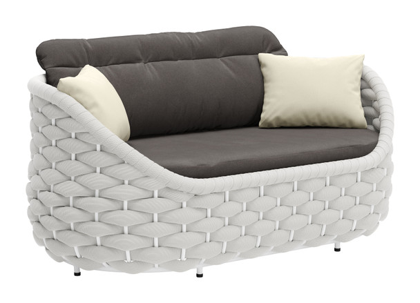 Coral Gray Aluminum and Olefin Loveseat for Outdoor Use