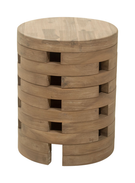 Mado Natural Acacia Wood Round Side Table for Outdoor Use