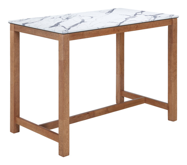 Fein White Rubberwood Rectangular Counter Table