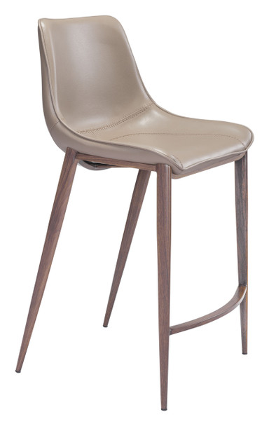 Magnus Brown & Walnut (Set of 2) Steel and Polyurethane Counter Stool