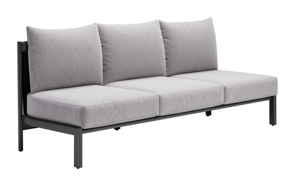Horizon Gray Aluminum and Olefin Sofa for Outdoor Use