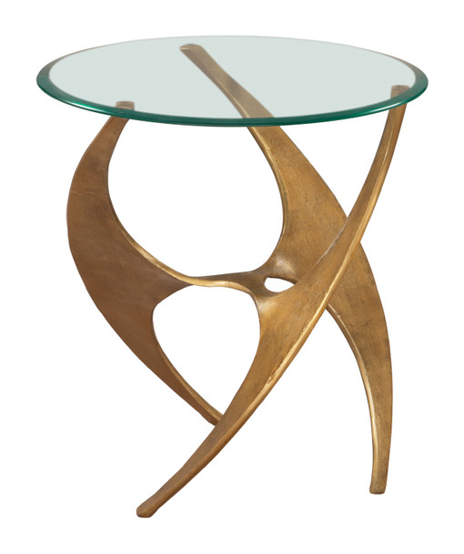 Sabel Gold Glass and Aluminum Round Side Table