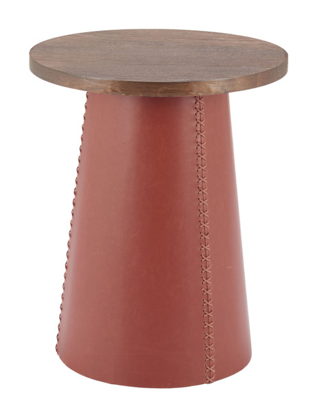 Dikis Brown Polyurethane Round Side Table