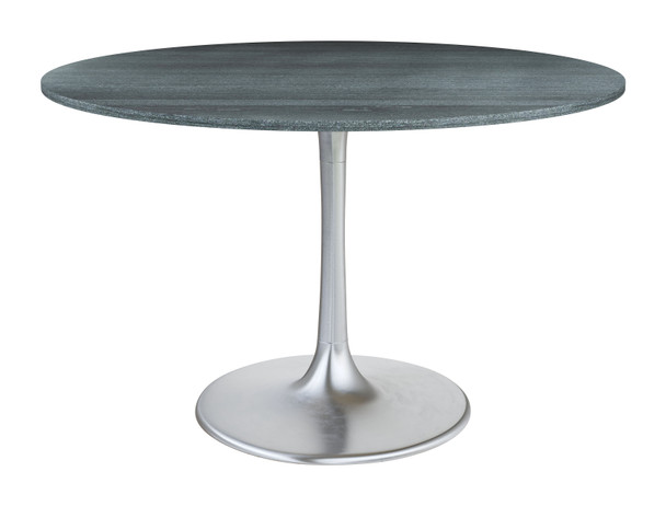 Metropolis Gray & Silver Natural Marble and Aluminum Dining Table