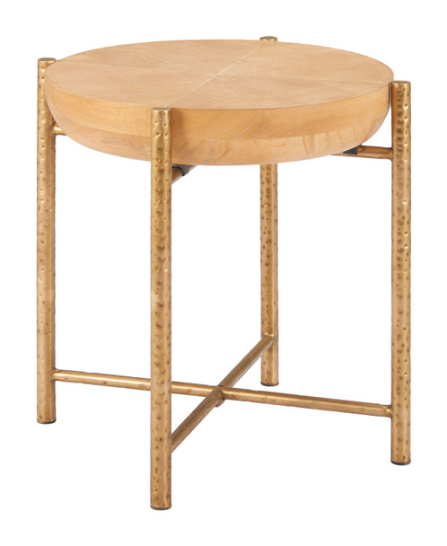 Halva Natural Steel Round Side Table
