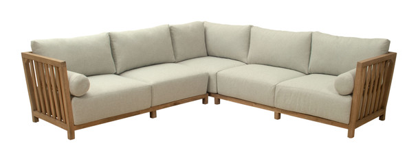 Teras Gray Acacia Wood and Olefin Sectional for Outdoor Use