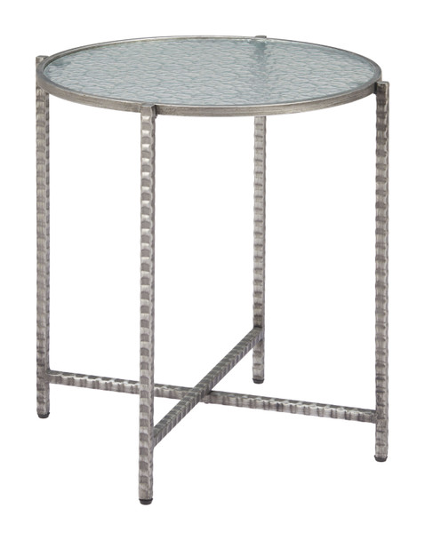 Vetro Silver Glass and Steel Round Side Table