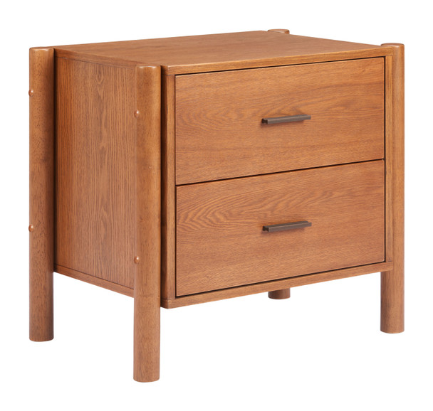 Beleza Walnut Rubberwood Rectangular Nightstand