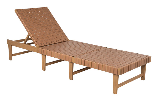 Breath Brown Acacia Wood Height-Adjustable Chaise Lounge for Outdoor Use