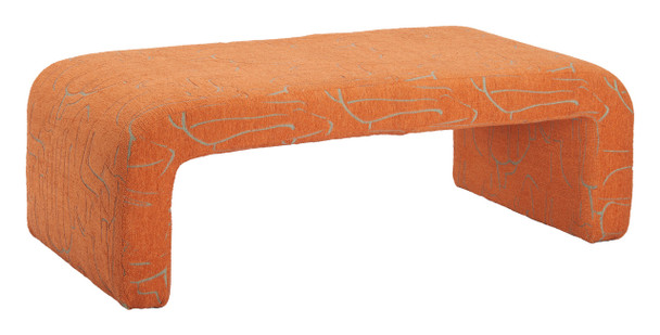 Nendo Abstract Orange Rubberwood and Polyester Bench