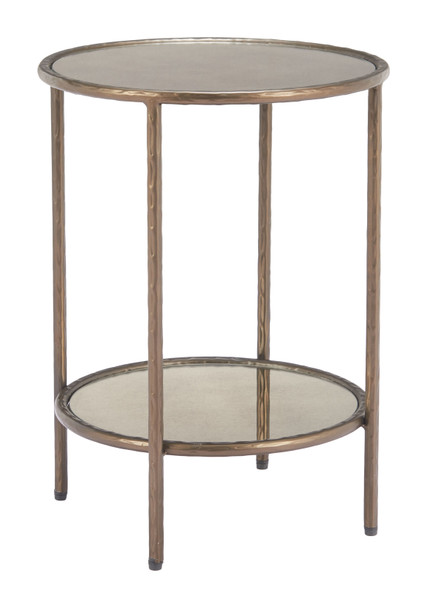 Anelli Bronze Glass and Steel Round Side Table