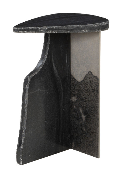 Surya Black Natural Marble and Iron Side Table