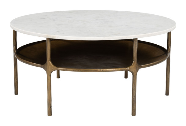 Bild White & Brass Natural Marble and Iron Round Coffee Table