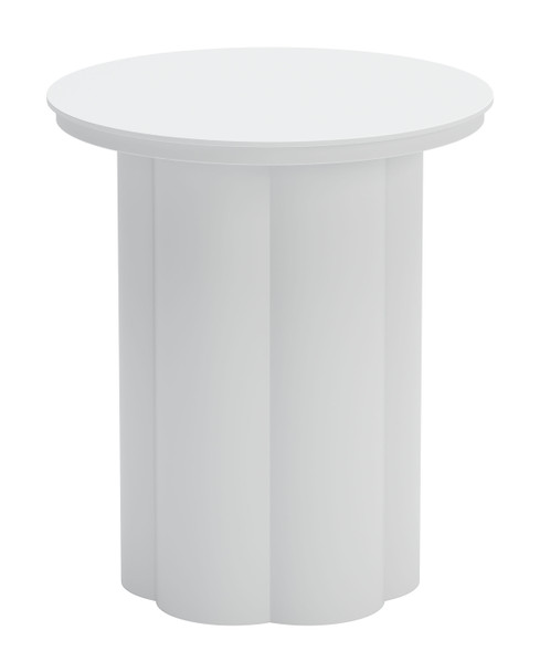 Kogur White Aluminum Round Side Table for Outdoor Use