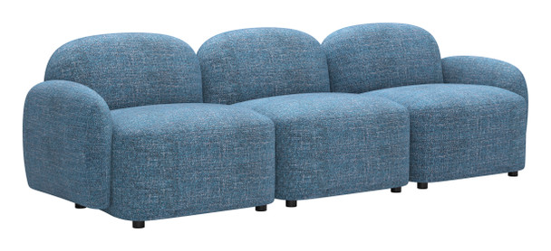 Cleo Blue Rubberwood and Polyester Modular Sofa