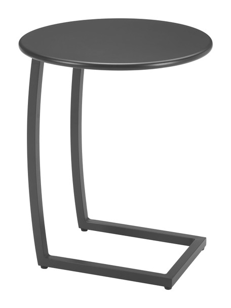Noga Black Aluminum Round End Table for Outdoor Use