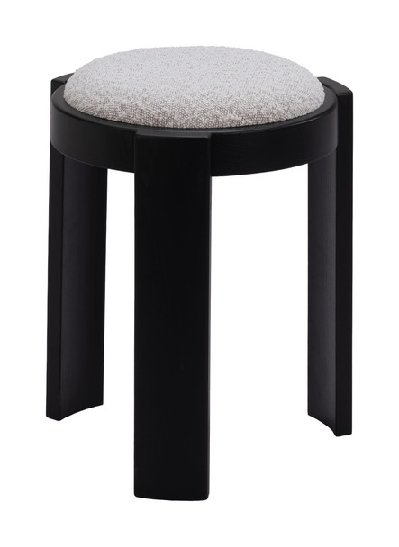 Banjul Misty Gray Birch Wood and Polyester Stackable Ottoman