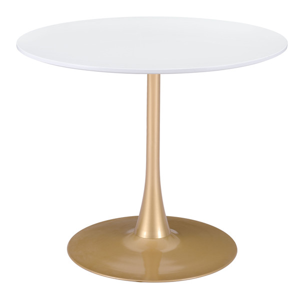 Opus White & Gold Steel Round Dining Table