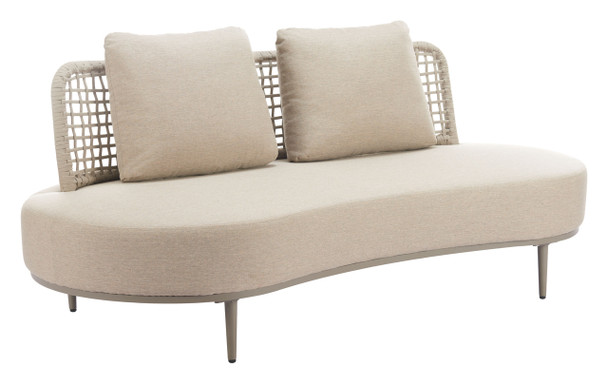 Ruhe Beige Aluminum and Olefin Sofa for Outdoor Use