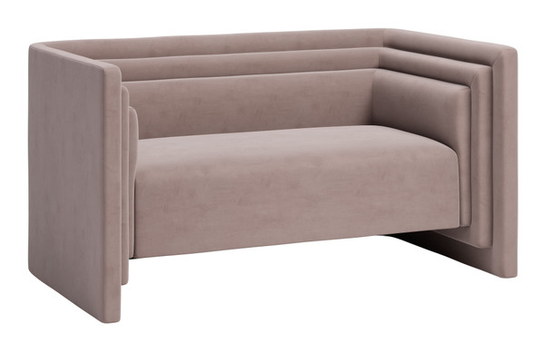 Trippel Taupe Pine Wood and Polyester Loveseat