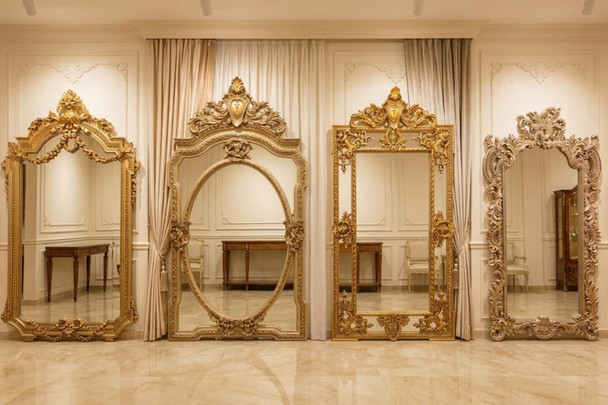 Antique Baroque Vanity Console Mirror Set
