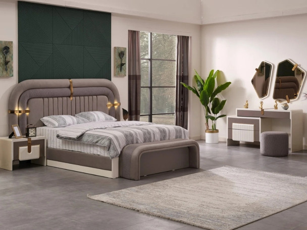 Zurich Bedroom (Queen Frame With Headboard & Dresser With Mirror & 2 Nightstand)